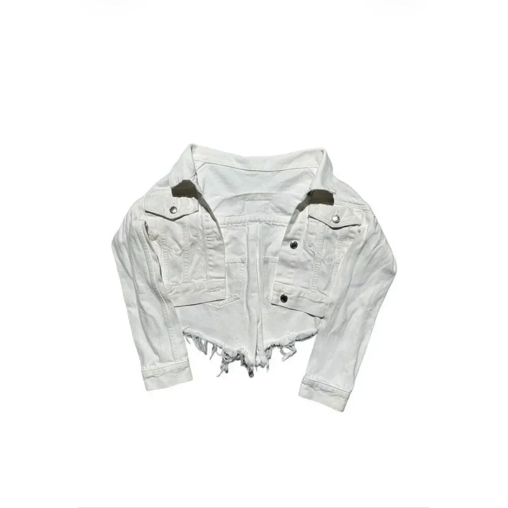 Alexander Wang Deconstructed Hybrid Denim Shorts Attached Jacket White Sz 25
